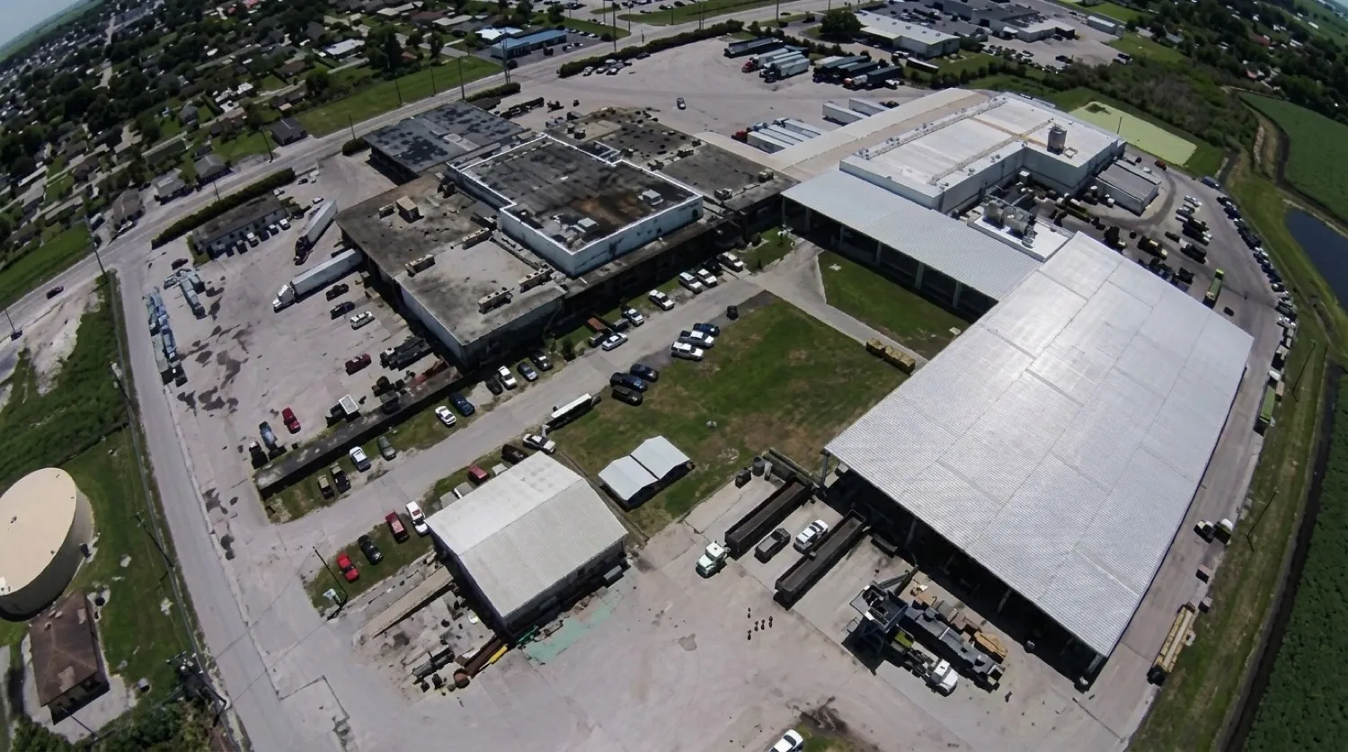 Aerial view of the Pioneer packing house
