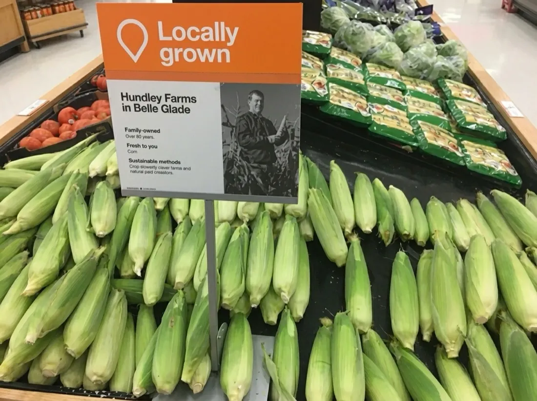 Hundley Farms corn on a retail display